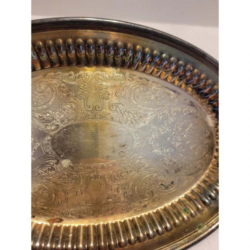 Vtg Oneida‎ Creamer Sugar Tray Set Silver Regency Tea Service MCM Tarnished